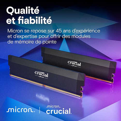 Crucial Pro DDR5 Overclocking 32 Go (2 x 16 Go) 6400 MHz CL38 Blanc – Image 3